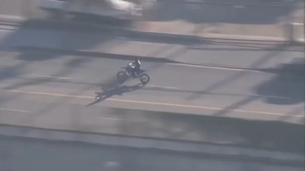 Dirt bike rider hides in recycling bin to evade LAPD during hourlong chase