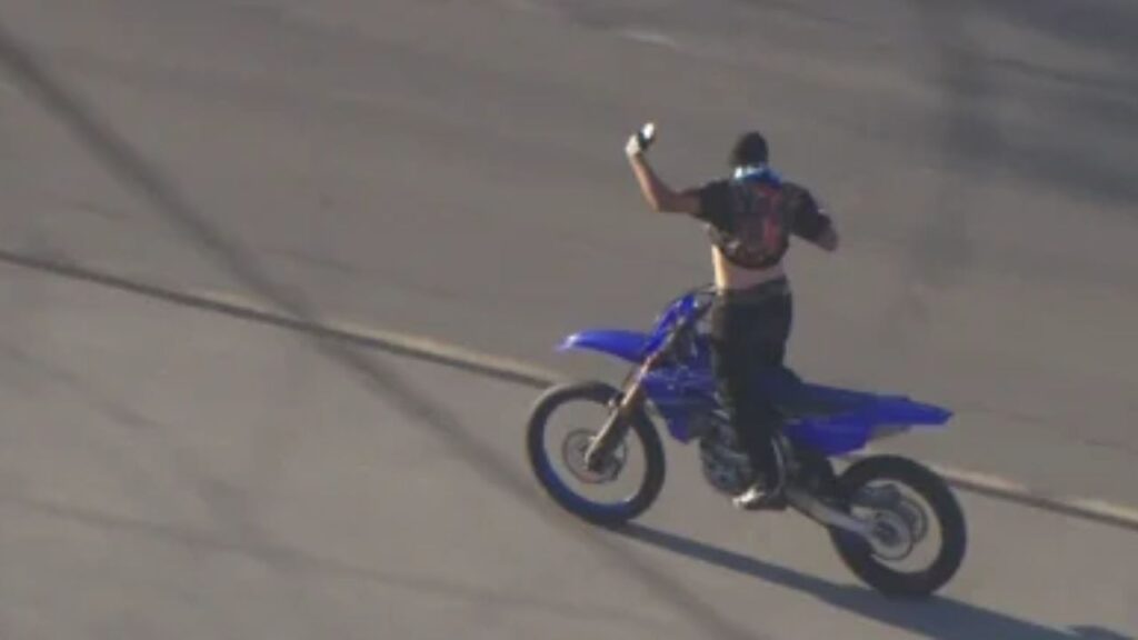 LAPD Pursuit Ends in South Los Angeles as Armed Dirt Bike Suspect Taken Into Custody